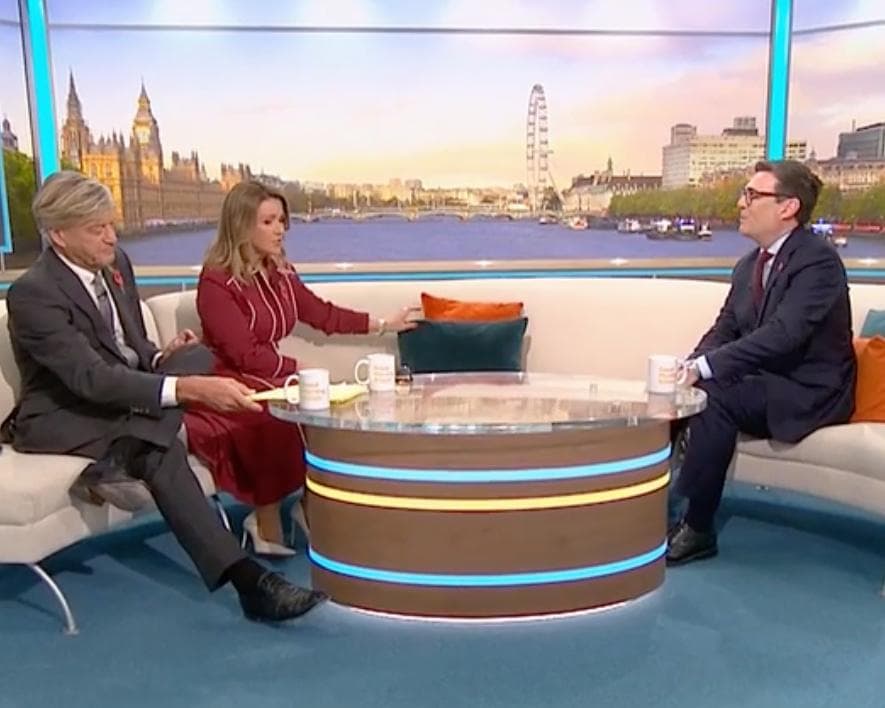 Richard Madeley, left, and Susanna Reid interview Andy Burnham on Good Morning Britain on Monday